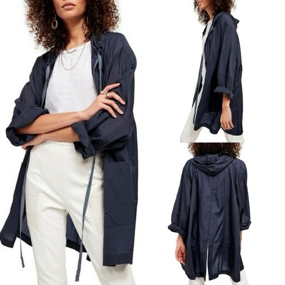 Packable Rain Jacket Coat Navy 